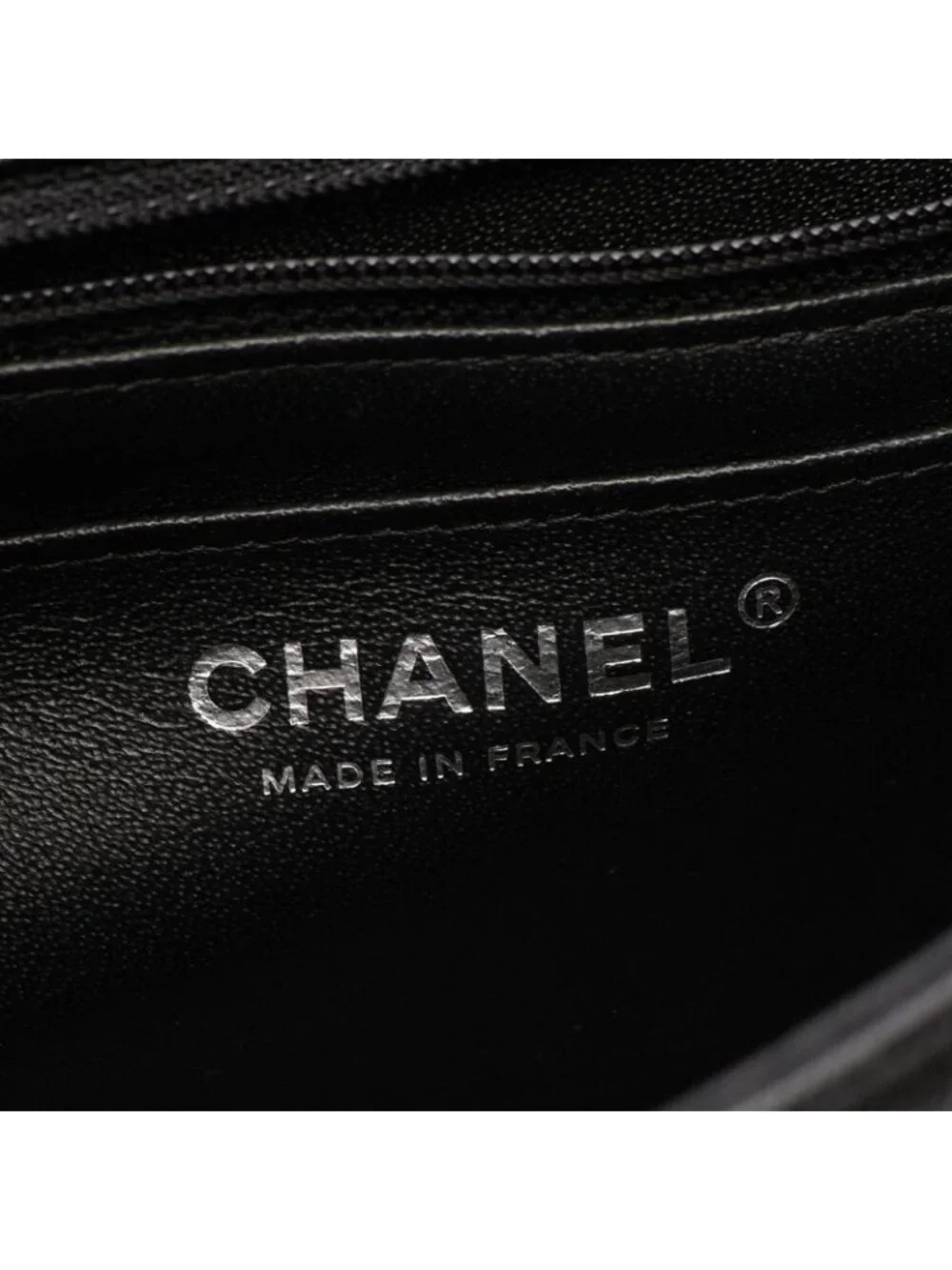 Chanel Shoulder Bag Mini Quilted Black Caviar Leather Chain